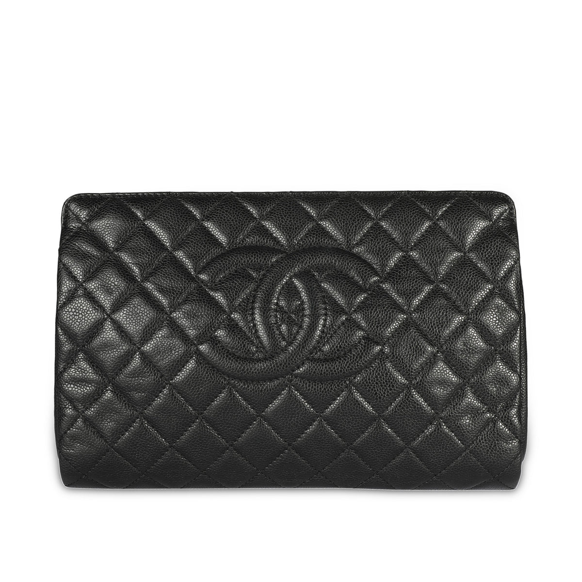 Chanel Black Caviar Quilted Timeless Frame Clutch