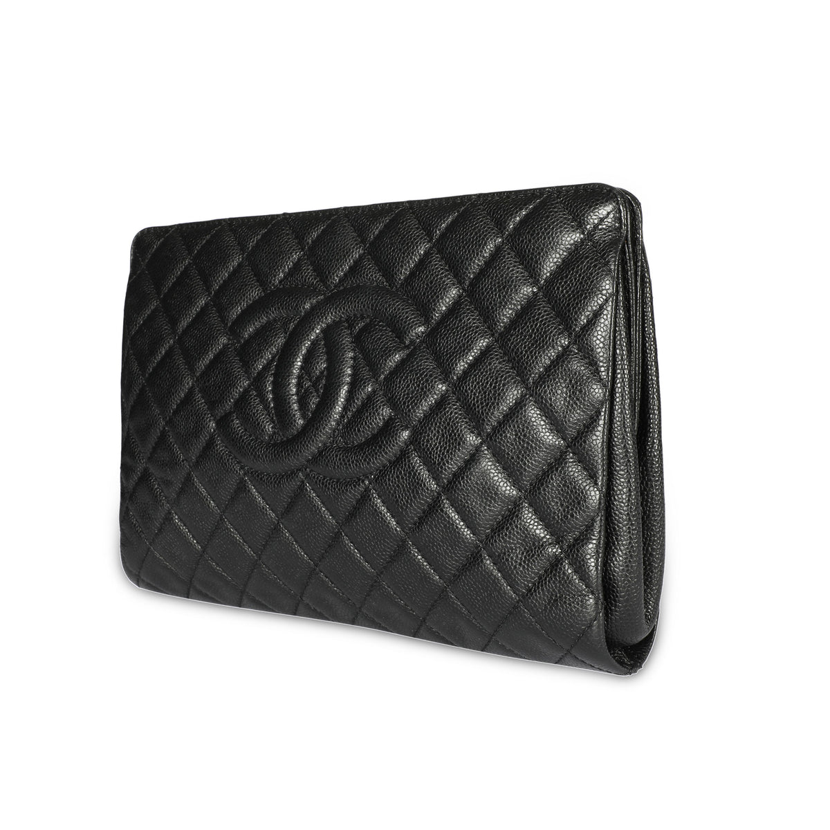 Chanel Black Caviar Quilted Timeless Frame Clutch by WP Diamonds