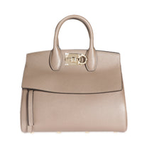 Salvatore Ferragamo Caraway Seed Pebbled Calfskin Small Studio Tote Bag