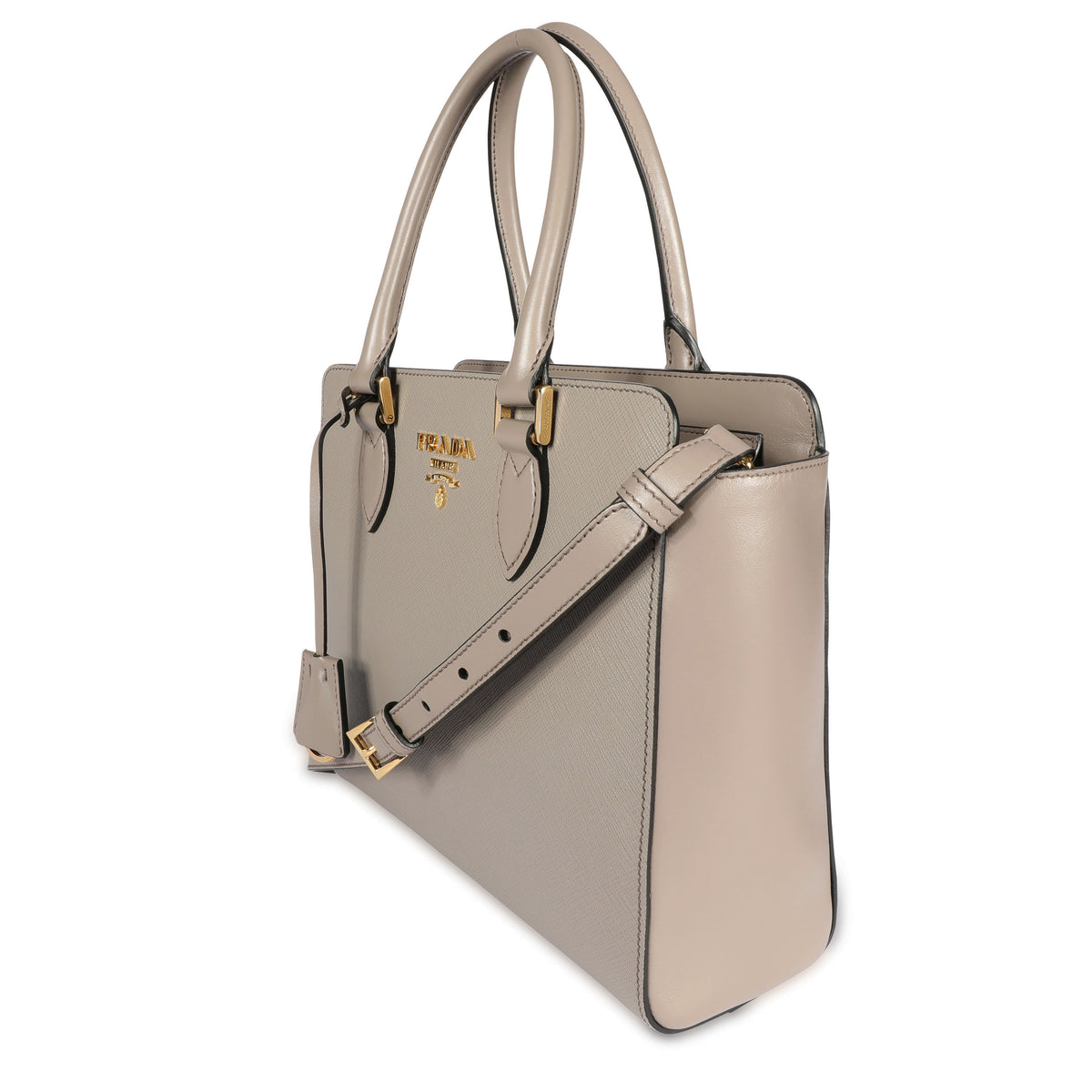 Prada Argilla Saffiano Lux Leather Satchel Handbag