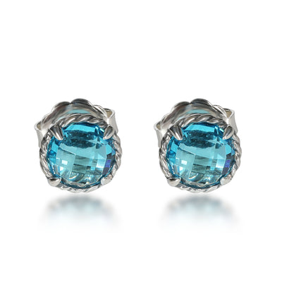 David Yurman Chatelaine Blue Topaz Earrings in Sterling Silver