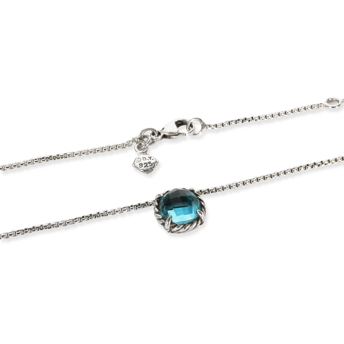 David Yurman Chatelaine Blue Topaz Necklace in Sterling Silver