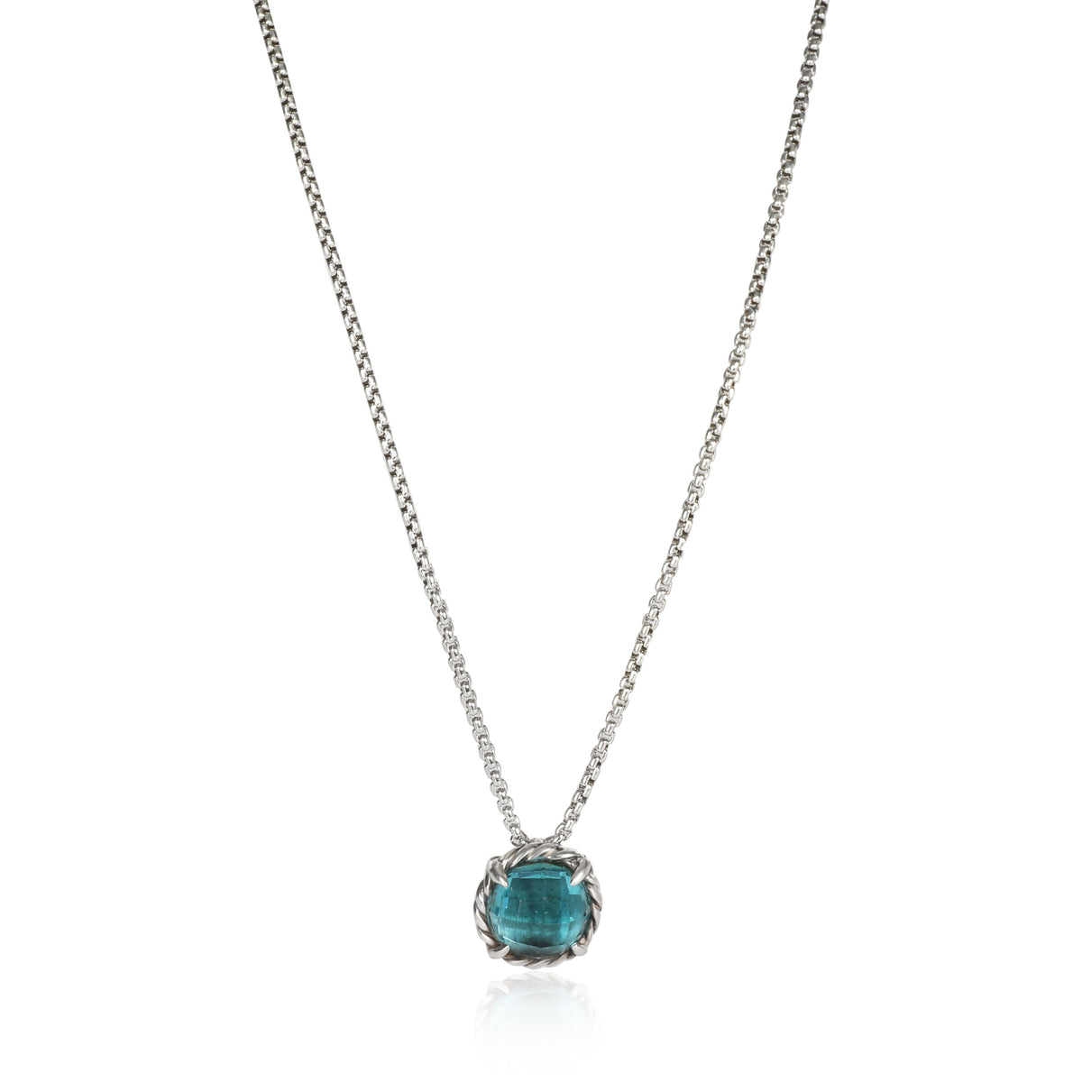 David Yurman Chatelaine Blue Topaz Necklace in Sterling Silver