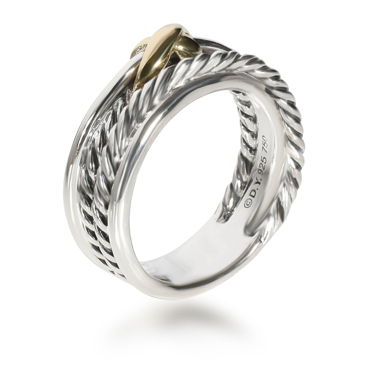 David Yurman X Ring in 18K Yellow Gold/Sterling Silver