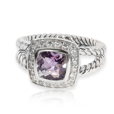 David Yurman Petite Albion Amethyst Diamond Ring in  Sterling Silver  0.17 ctw