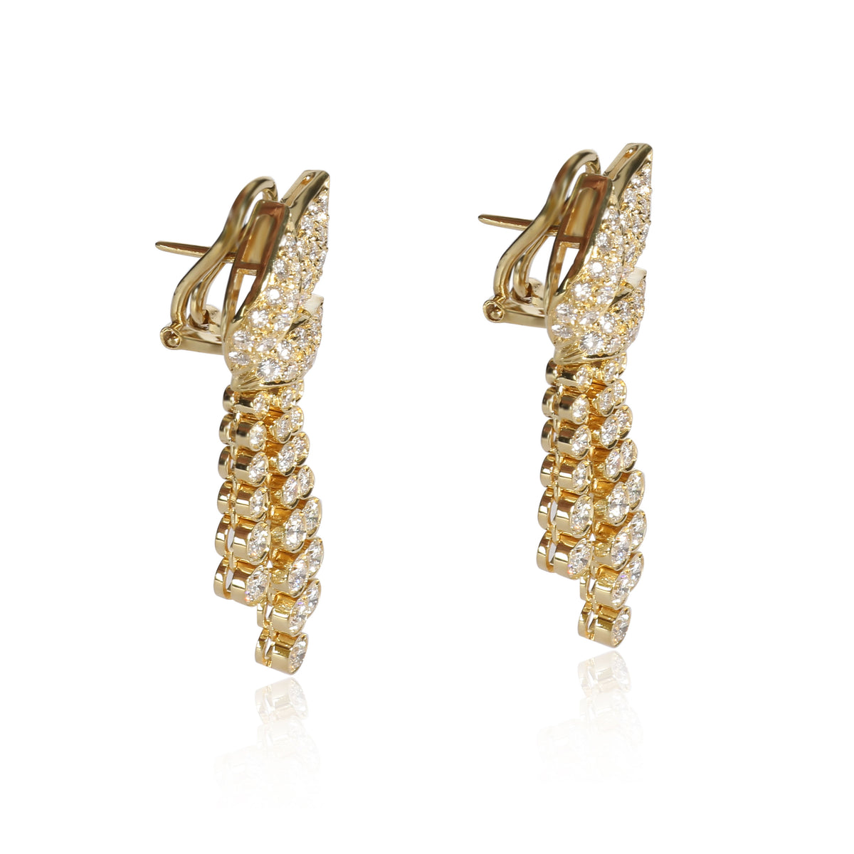 Leaf Earrings with Removable Diamond Drop Spray in 18KT Yellow Gold 2.50 CTW