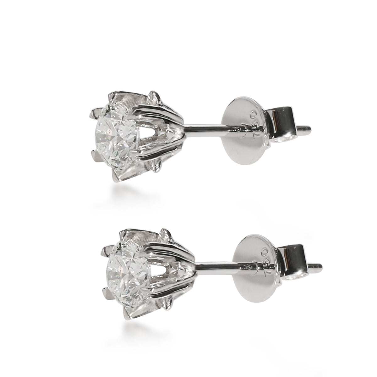 GIA Certified Diamond Stud Earring in 18K White Gold F VS2 0.82 CTW
