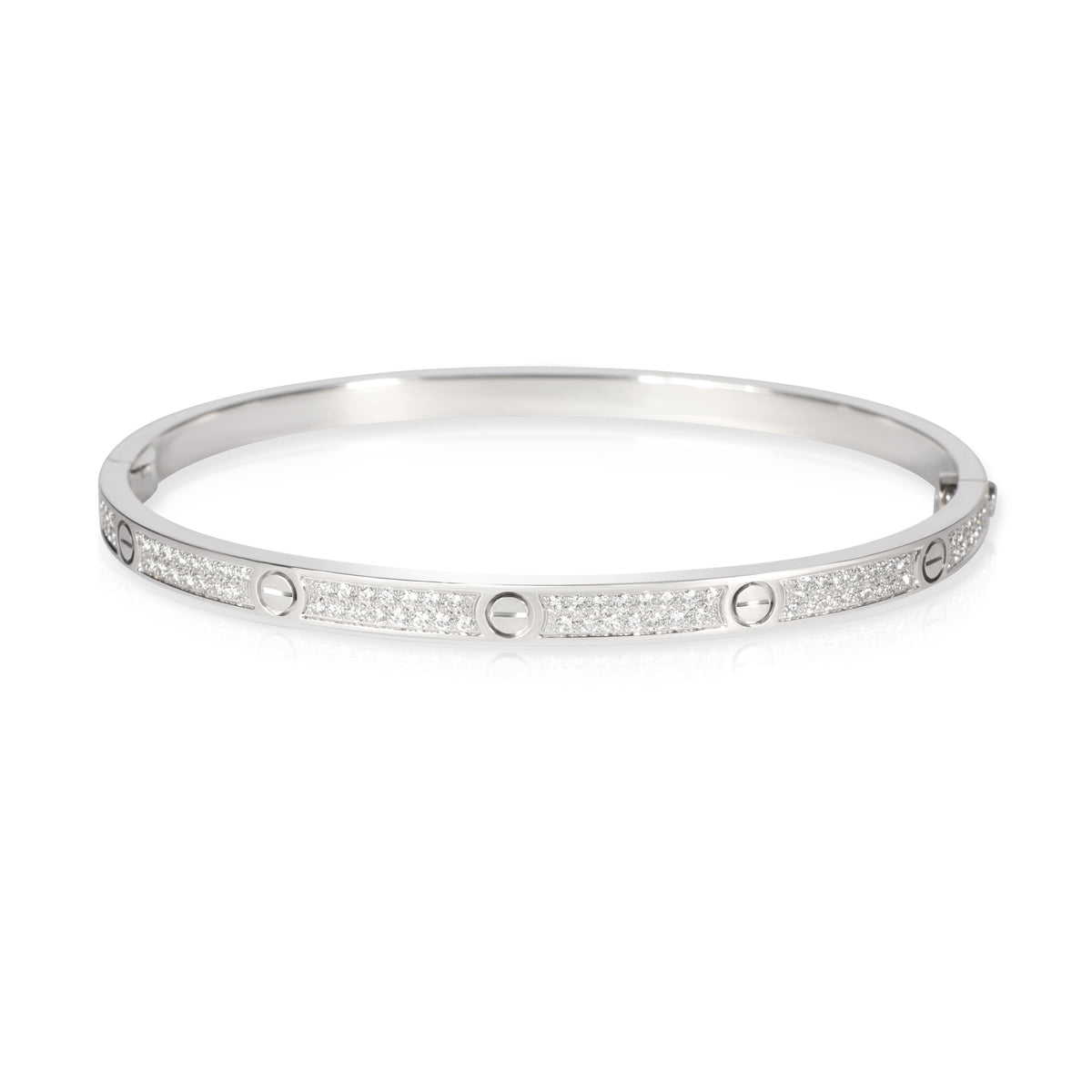 Cartier Love Bracelet Small Model with Pave Diamonds in 18K White Gold 0.95 CTW