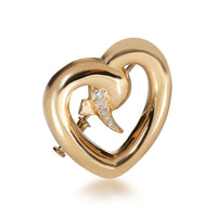 Tiffany Paloma Picasso Open Heart Diamond Brooch in 18K Yellow Gold 0.2 CTW