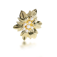 Tiffany & Co. Vintage 6 Leaved Brooch with Pearl Cluster in 18K Yellow Gold