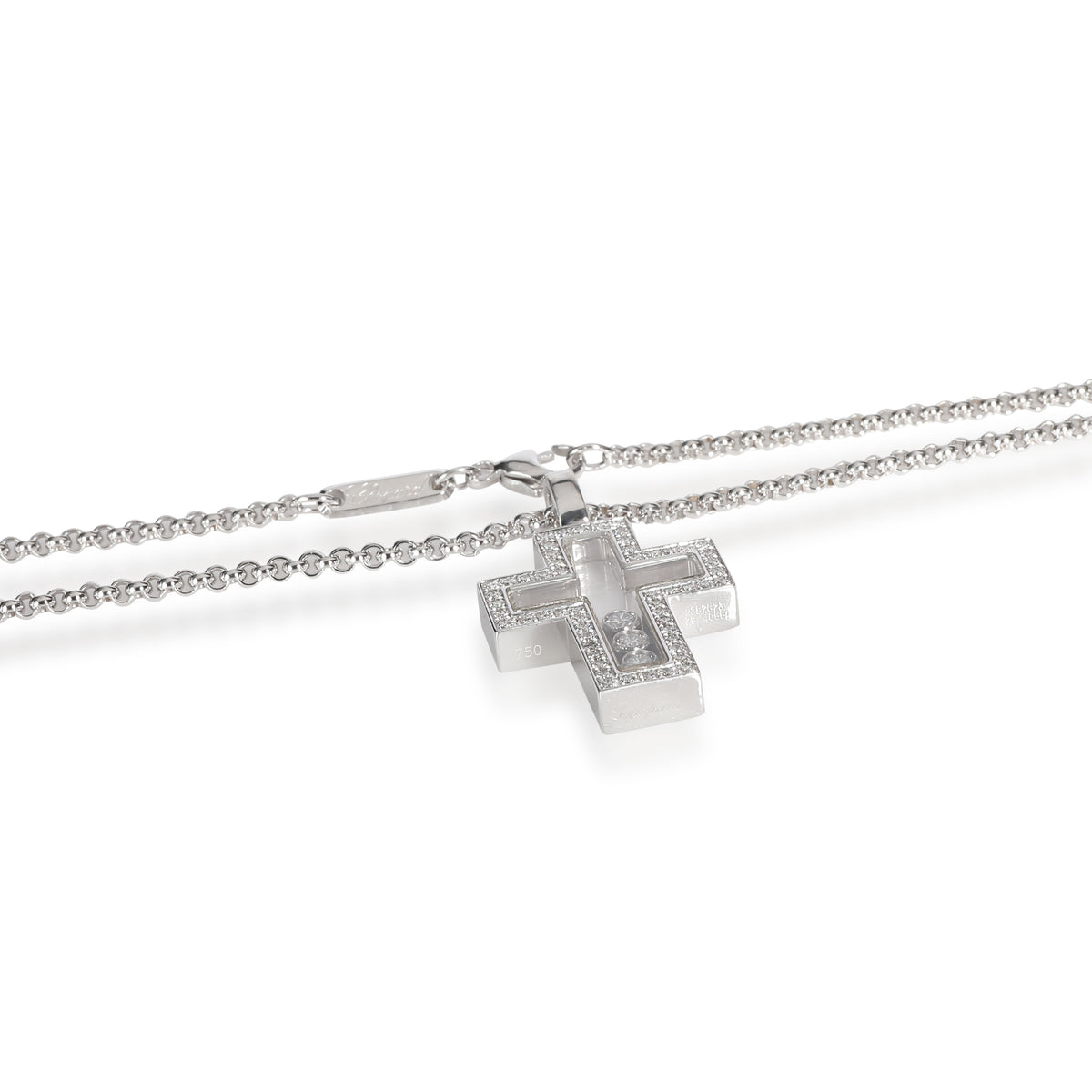 Chopard Happy Diamonds Cross Necklace in 18K White Gold 0.44 CTW