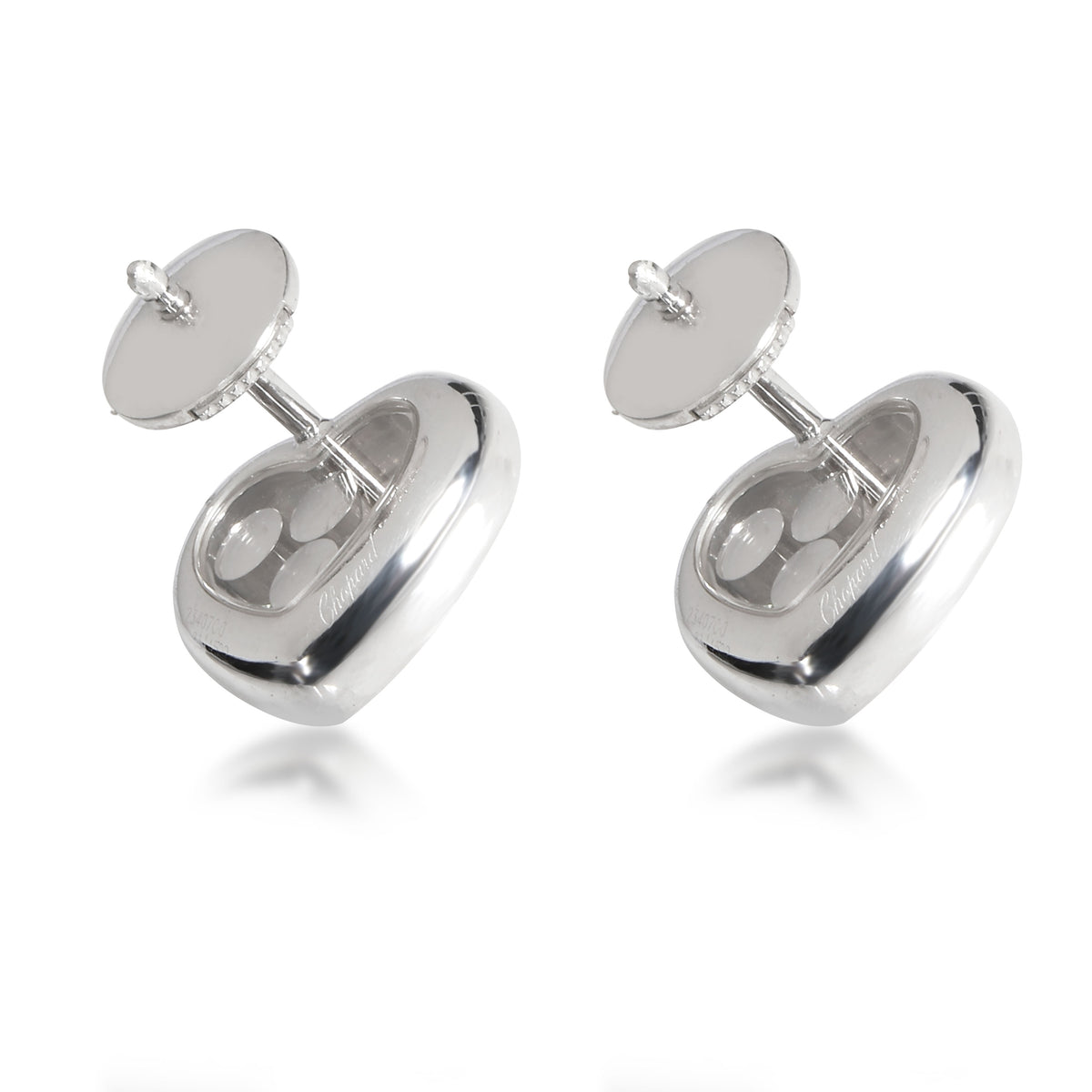 Chopard Happy Diamonds Icons Heart Earrings in 18K White Gold 0.70 CTW