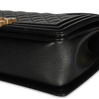 Chanel Black Caviar Quilted Medium Boy Bag