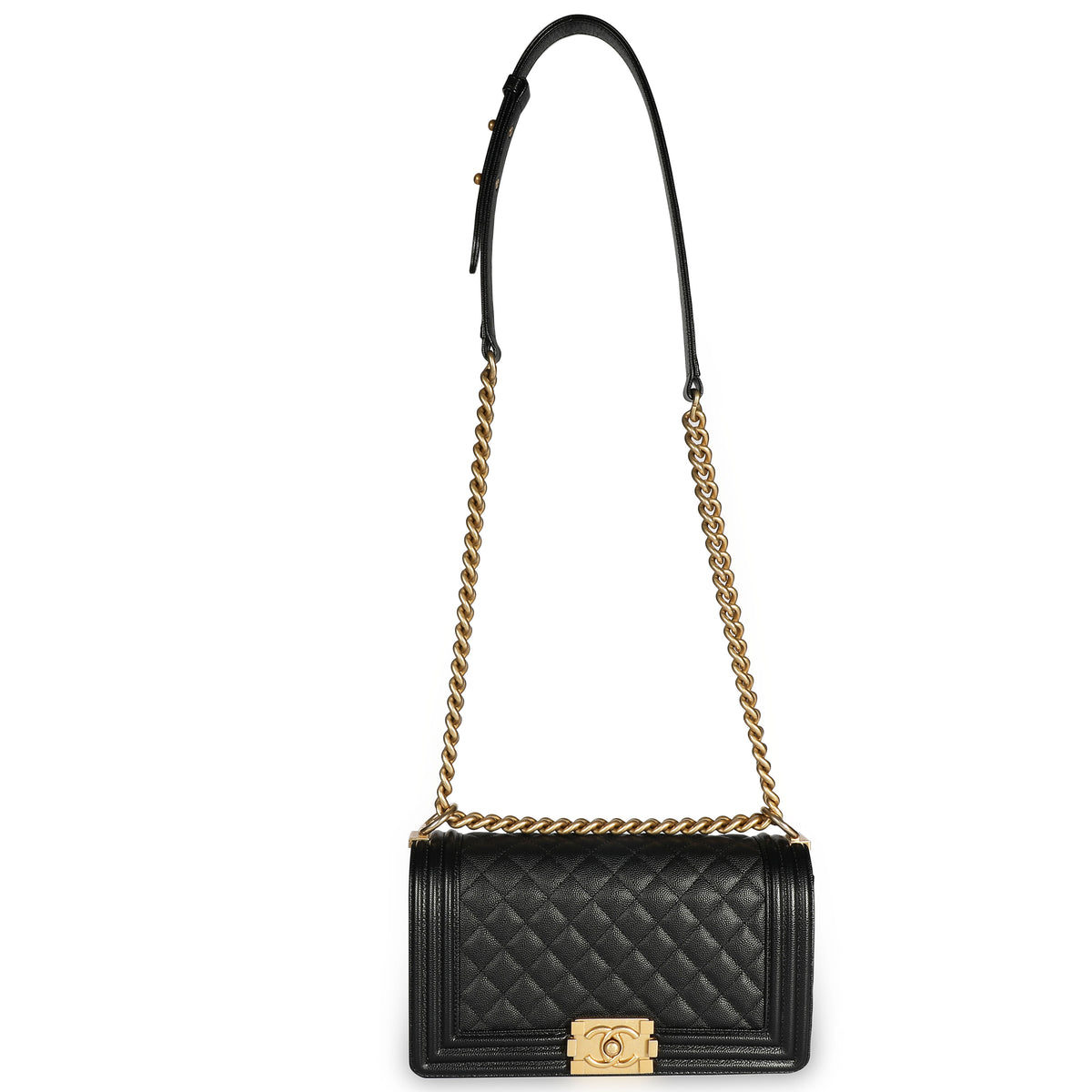 Chanel Black Caviar Quilted Old Medium Boy Bag, myGemma