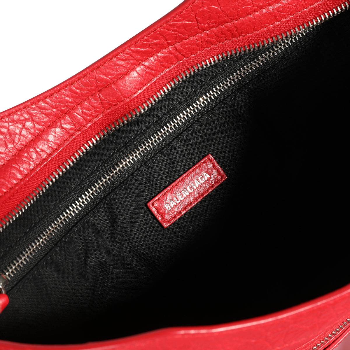 Balenciaga Rouge Cardinal Lambskin Leather Logo Strap Classic City Bag