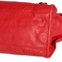 Balenciaga Rouge Cardinal Lambskin Leather Logo Strap Classic City Bag