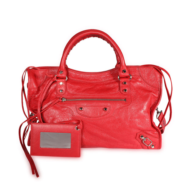 Balenciaga Rouge Cardinal Lambskin Leather Logo Strap Classic City Bag by  WP Diamonds – myGemma| Item #108269