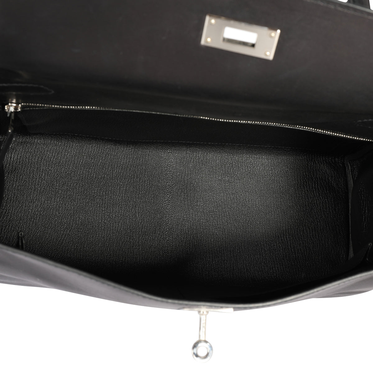 Hermès Black Swift Leather Retourne Kelly 28 with Palladium Hardware