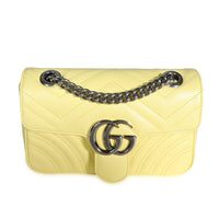 Gucci Pastel Yellow Matelassé Leather GG Marmont Mini Bag