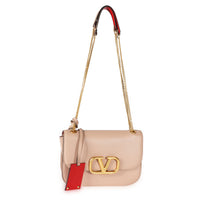 Valentino Rose Leather VLogo Chain Shoulder Bag