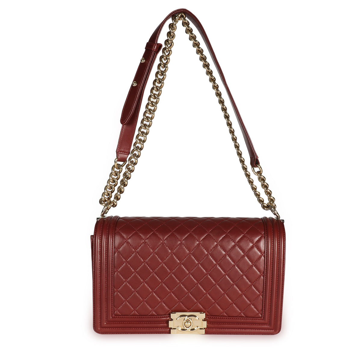 Chanel Burgundy Quilted Lambskin Leather New Medium Boy Bag by WP Diamonds  – myGemma