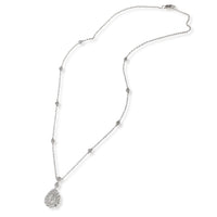 Teardrop Halo Diamond by the Yard Necklace in 14K White Gold 1.30 CTW