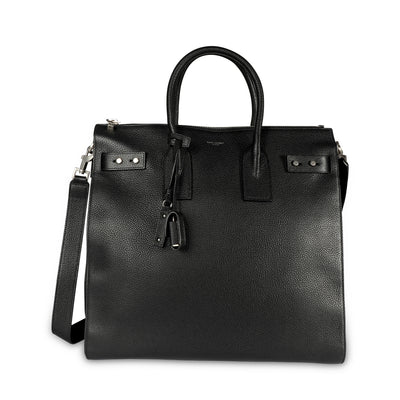 Saint Laurent Black Grained Leather Sac De Jour North/South Tote