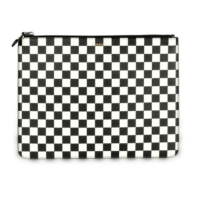 Givenchy Black & White Checkered Coated Canvas Zip Pouch