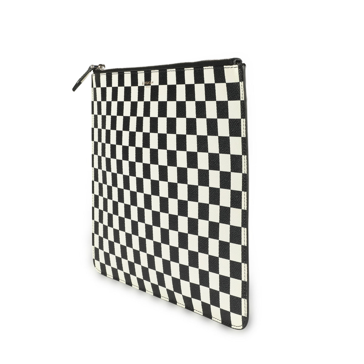 Givenchy Black & White Checkered Coated Canvas Zip Pouch