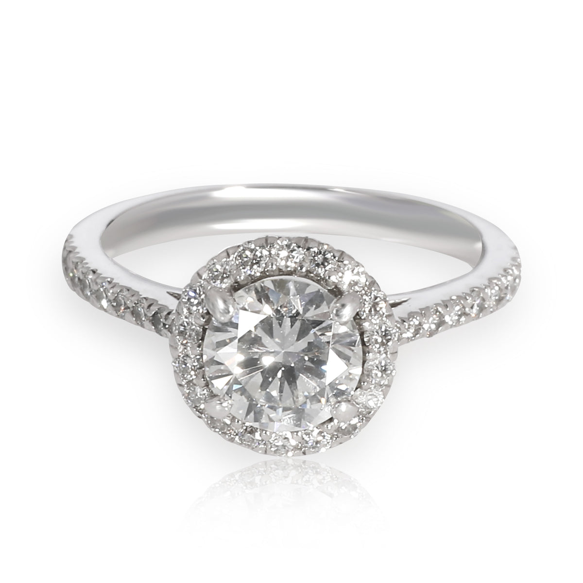 Halo Diamond Engagement Ring in Platinum EGL Certified F SI2 1.05 CTW