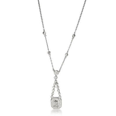 Kwiat Halo Diamond Drop Necklace in 18K White Gold 1.11 CTW