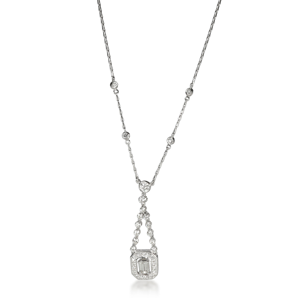 Kwiat Halo Diamond Drop Necklace in 18K White Gold 1.11 CTW