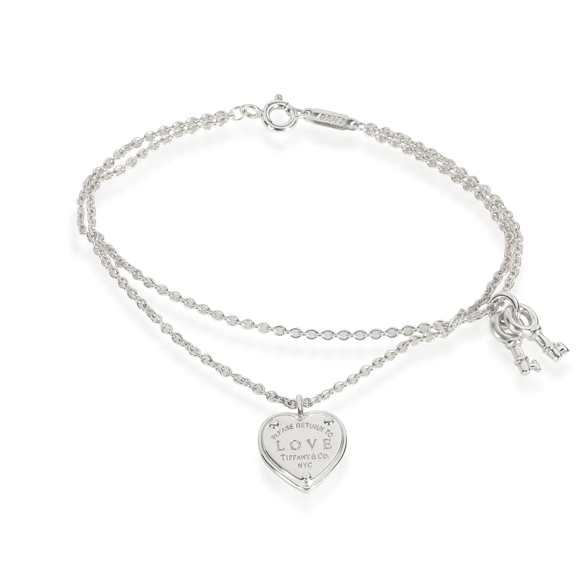 Return to Tiffany Love Heart Tag Key Bracelet Sterling Silver