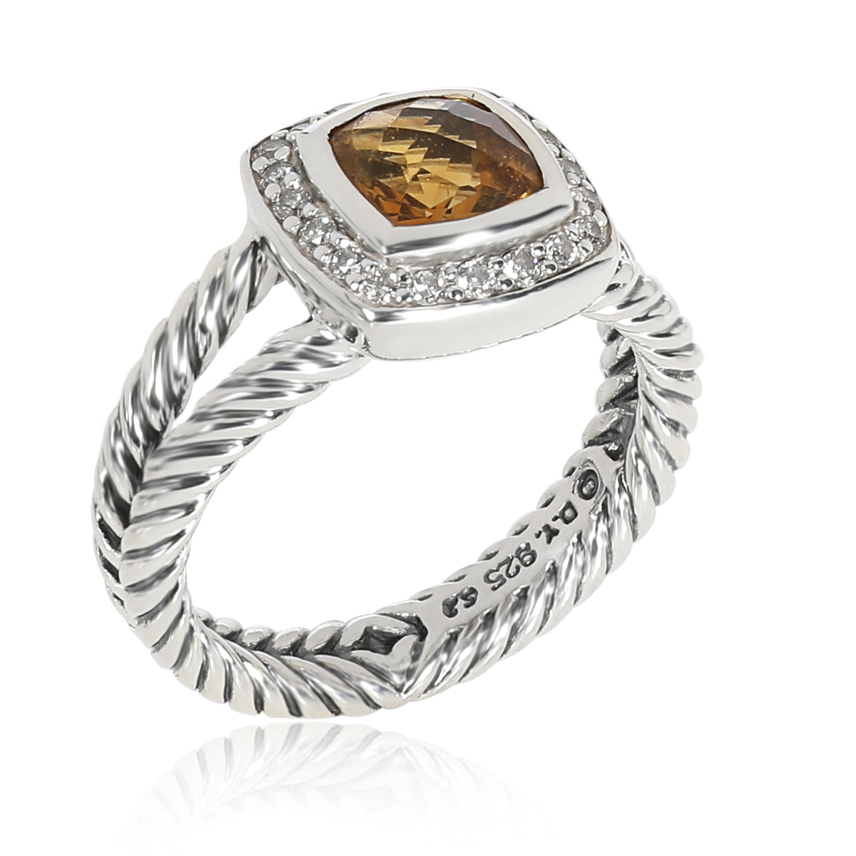 David Yurman Albion Citrine Diamond Ring in  Sterling Silver 0.25 CTW