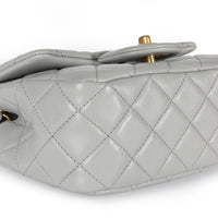 Chanel Gray Quilted Lambskin Pearl Crush Mini Flap Bag