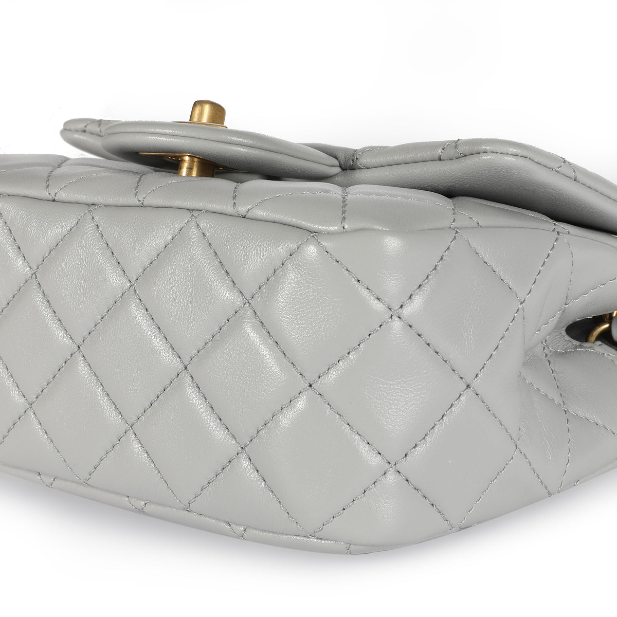 Chanel Gray Quilted Lambskin Pearl Crush Mini Flap Bag by WP