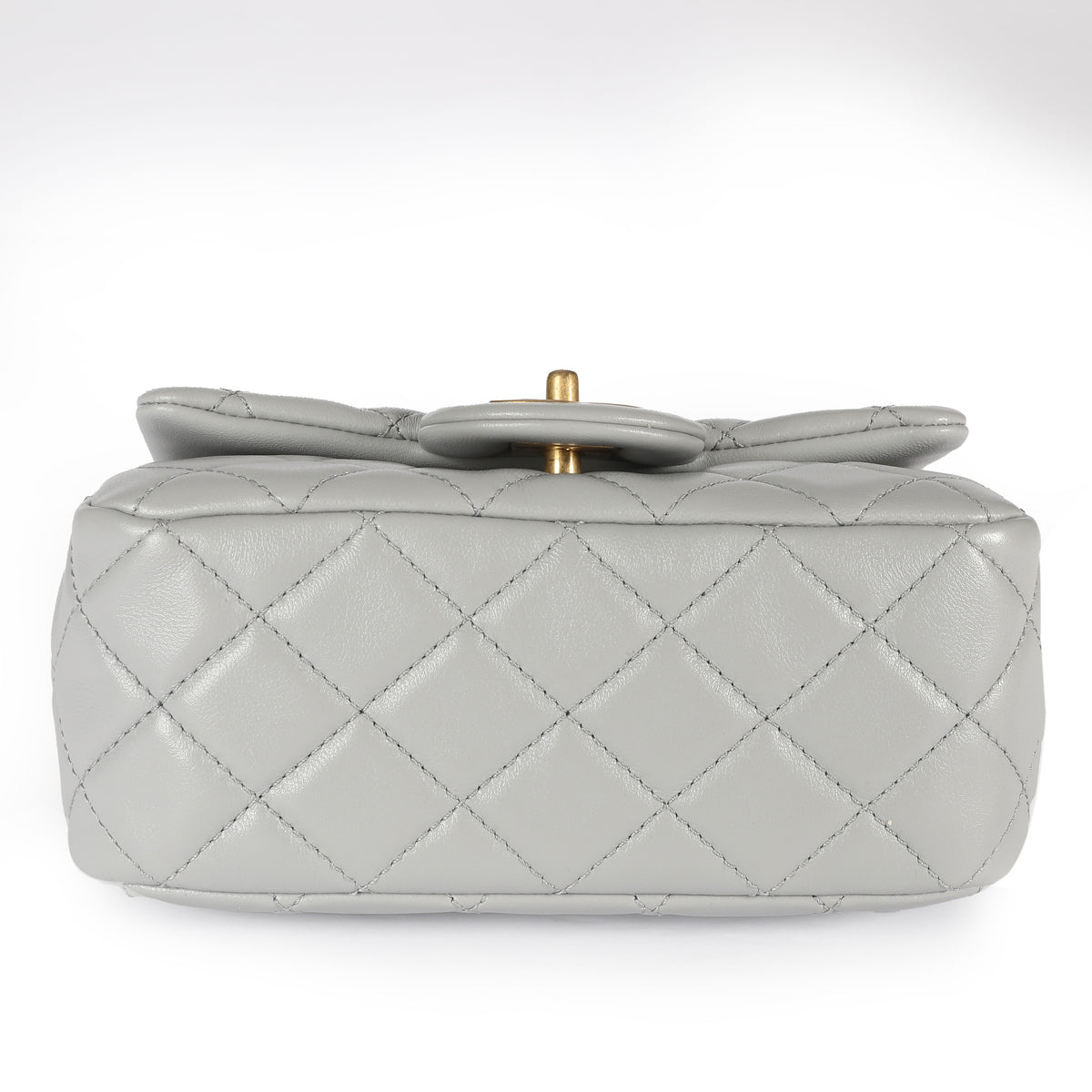 NIB 100%AUTH CHANEL Grey Quilted Lambskin Pearl Crush Rectangular Mini Flap  Bag