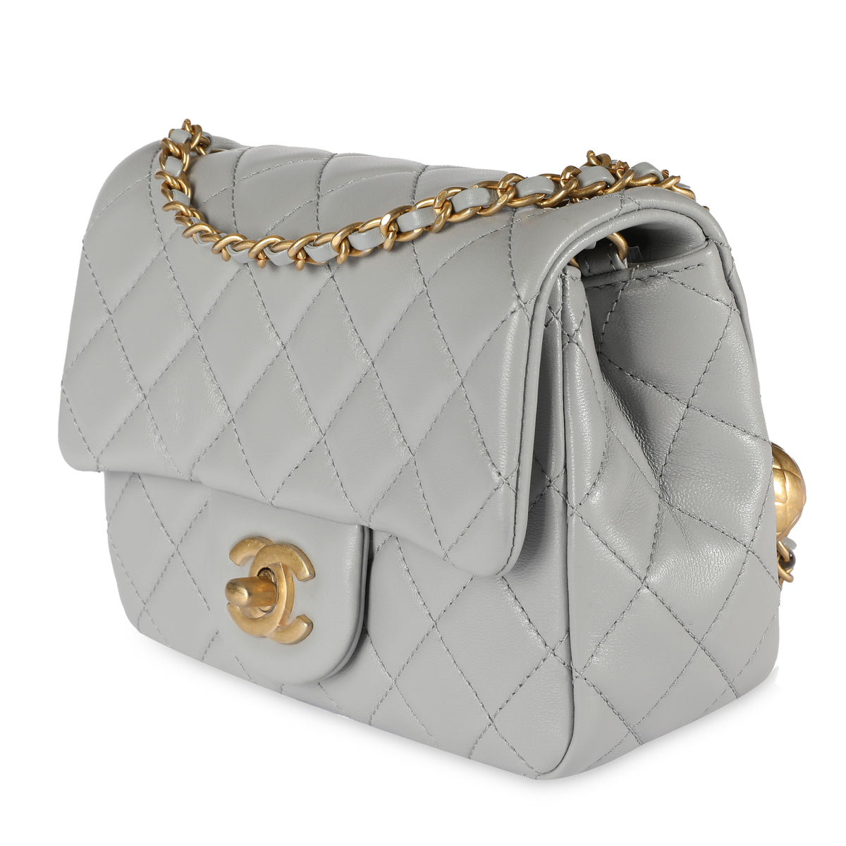 Chanel Gray Quilted Lambskin Pearl Crush Mini Flap Bag by WP Diamonds –  myGemma