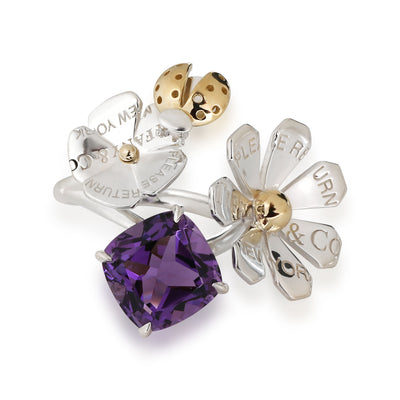 Return to Tiffany Love Bugs Amethyst Ring in 18K Yellow Gold & Sterling Silver