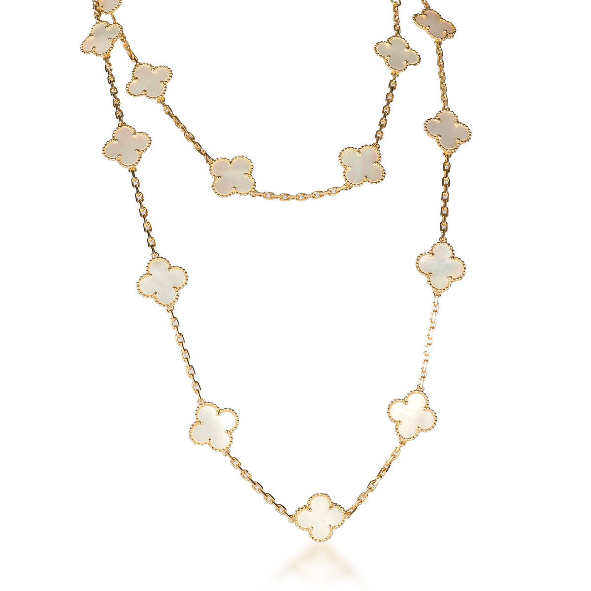 Van Cleef & Arpels Vintage Alhambra Mother Of Pearl Necklace in 18K Yellow Gold
