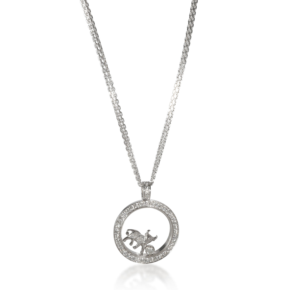 Chopard Happy Zodiac Taurus Diamond Necklace in 18K White Gold 1.4 CTW