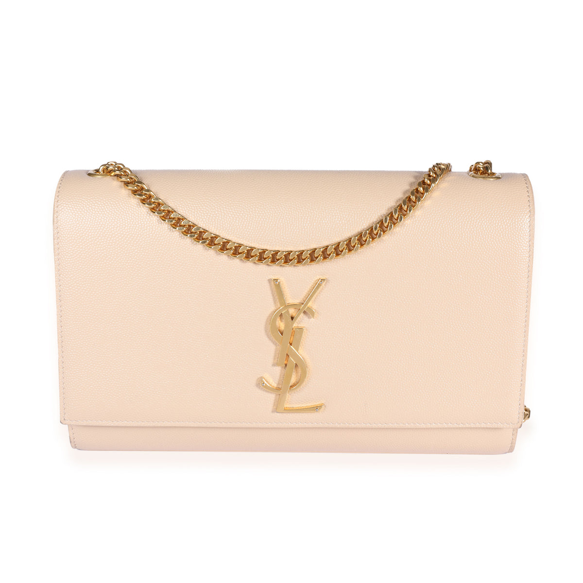 Saint Laurent Beige Grain De Poudre Leather Medium Kate Bag