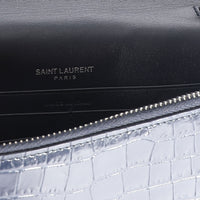 Saint Laurent Navy Crocodile-Embossed Kate Tassel Chain Wallet