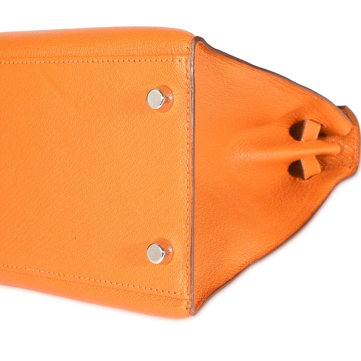 Hermes PHW Mini Kelly II Shoulder Bag Chevre Leather Potiron