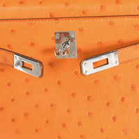 Hermès Tangerine Ostrich Kelly Pochette PHW