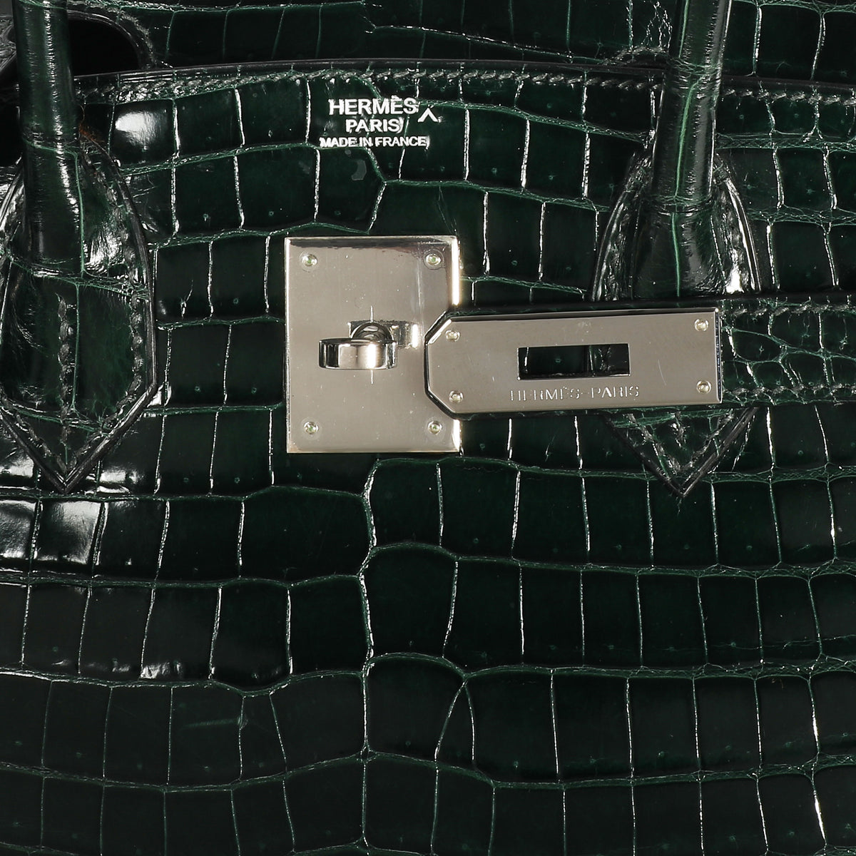 Hermès Shiny Vert Fonce Porosus Crocodile Birkin 30 PHW, myGemma