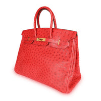 Hermès Rouge Vif Ostrich Birkin 35 GHW