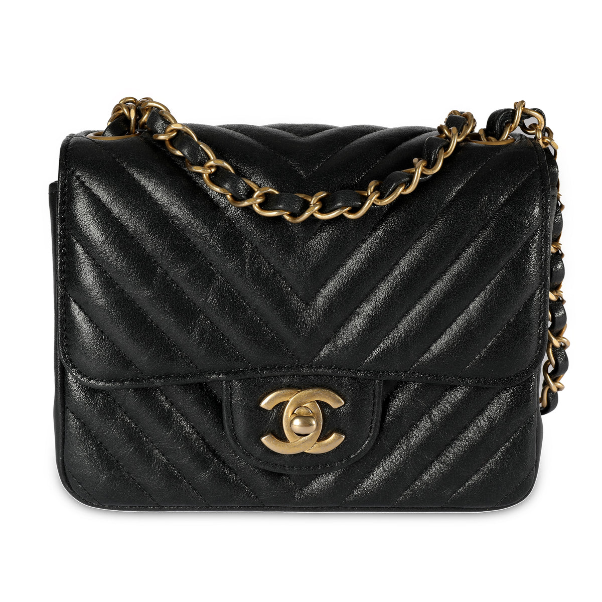 Chanel Black Iridescent Chevron Quilted Calfskin Mini Flap Bag by WP  Diamonds – myGemma