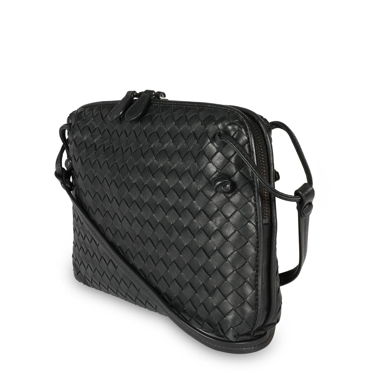 Bottega Veneta Black Intrecciato Leather Small Nodini Crossbody Bag