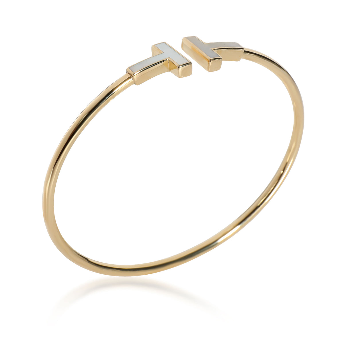 Tiffany & Co. T Mother Of Pearl Bangle in 18K Yellow Gold